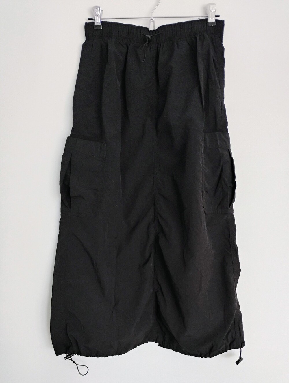 Love Tree Black Parachute Cargo Maxi Skirt Bungee Drawstring Utility LN Small